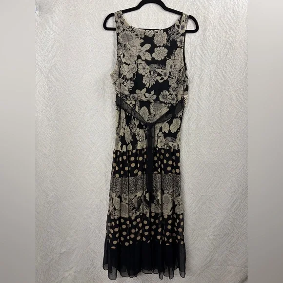Vintage Jonathan Martin Silk Floral Polka Dot Whimsigoth Maxi Dress 16 - Picture 3 of 10